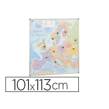 MAPA MURAL FAIBO EUROPA POLITICO MAGNETICO MARCO DE ALUMINIO CON CANTONERAS DE PROTECCION 113X101 CM MAPA MURAL FAIBO EUROPA POLITICO MAGNETICO MARCO DE ALUMINIO CON CANTONERAS DE PROTECCION 113X101 CM