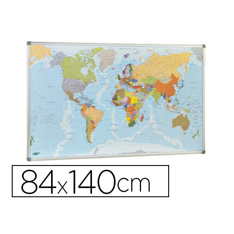 MAPA MURAL FAIBO PLANISFERO POLITICO MAGNETICO MARCO DE ALUMINIO CON CANTONERAS DE PROTECCION 84X140 MAPA MURAL FAIBO PLANISFERO POLITICO MAGNETICO MARCO DE ALUMINIO CON CANTONERAS DE PROTECCION 84X140