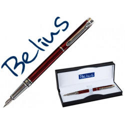 PLUMA BELIUS NUREMBERG ROJO TINTA AZUL EN ESTUCHE