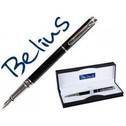 PLUMA BELIUS NUREMBERG NEGRO TINTA AZUL EN ESTUCHE