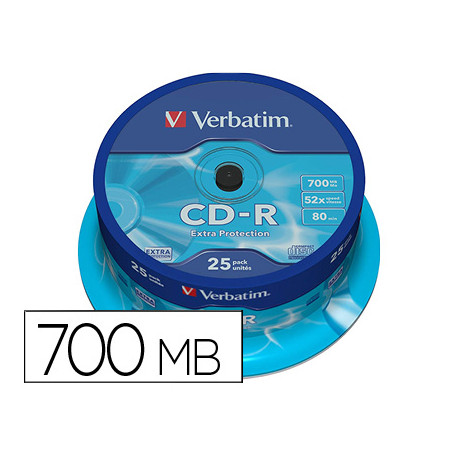 CD-R VERBATIM CAPACIDAD 700MB VELOCIDAD 52X 80 MIN
