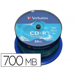 CD-R VERBATIM CAPACIDAD 700MB VELOCIDAD 52X 80 MIN