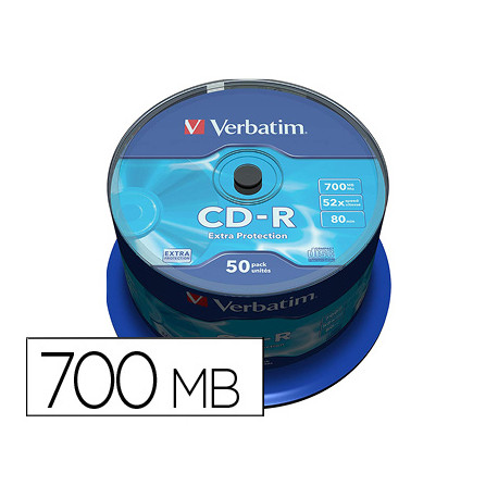 CD-R VERBATIM CAPACIDAD 700MB VELOCIDAD 52X 80 MIN