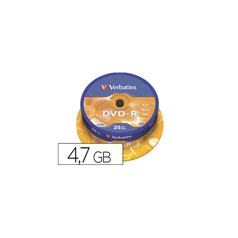 DVD-R VERBATIM CAPACIDAD 4.7GB VELOCIDAD 16X 120 MIN
