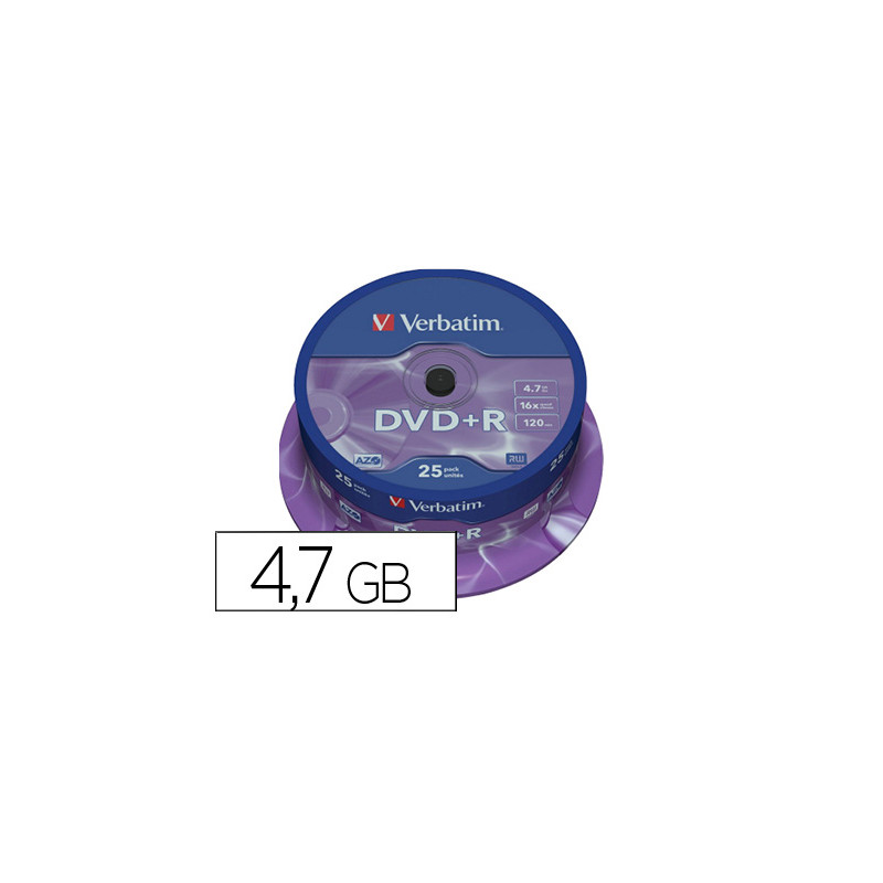 DVD+R VERBATIM CAPACIDAD 4.7GB VELOCIDAD 16X 120 MIN