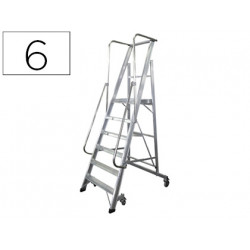 ESCALERA MOVIL KTL DE ALUMINIO CON PLATAFORMA Y GUARDACUERPOS PLEGABLE 6 PELDAÑOS SERIE 2XL-S