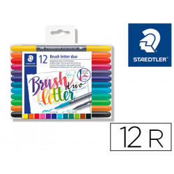 ROTULADOR STAEDTLER 3004 DOBLE PUNTA PARA HAND LETTERING ESTUCHE DE 12 UNIDADES COLORES SURTIDOS