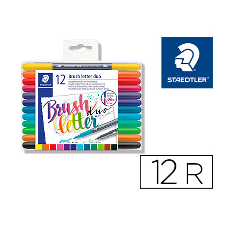 ROTULADOR STAEDTLER 3004 DOBLE PUNTA PARA LETTERING ESTUCHE DE 12 UNIDADES  COLORES SURTIDOS