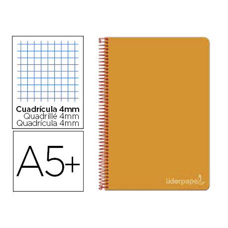 CUADERNO ESPIRAL LIDERPAPEL CUARTO WITTY TAPA DURA 80H 75GR CUADRO 4MM CON MARGEN COLOR NARANJA CUADERNO ESPIRAL LIDERPAPEL CUARTO WITTY TAPA DURA 80H 75GR CUADRO 4MM CON MARGEN COLOR NARANJA