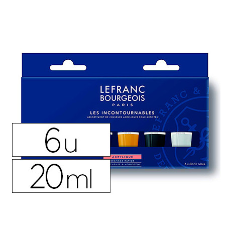 PINTURA ACRILICA L&B FINE SET LOS IMPRESCINDIBLES CAJA DE 6 COLORES SURTIDOS TUBO DE 20 ML PINTURA ACRILICA L&B FINE SET LOS IMPRESCINDIBLES CAJA DE 6 COLORES SURTIDOS TUBO DE 20 ML