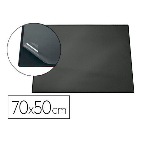 VADE SOBREMESA DURABLE NEGRO CON TAPA TRANSPARENTE 70X50 CM