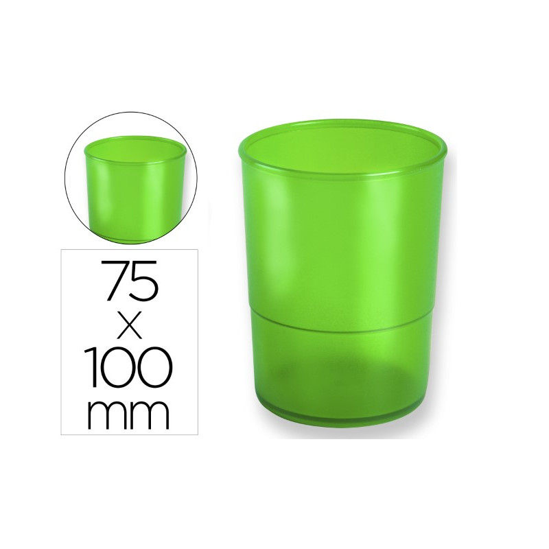 CUBILETE PORTALAPICES Q-CONNECT PLASTICO VERDE TRANSLUCIDO DIAMETRO 75 MM ALTURA 100 MM