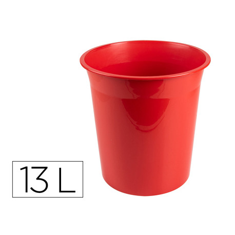 PAPELERA PLASTICO Q-CONNECT ROJO OPACO 13 LITROS