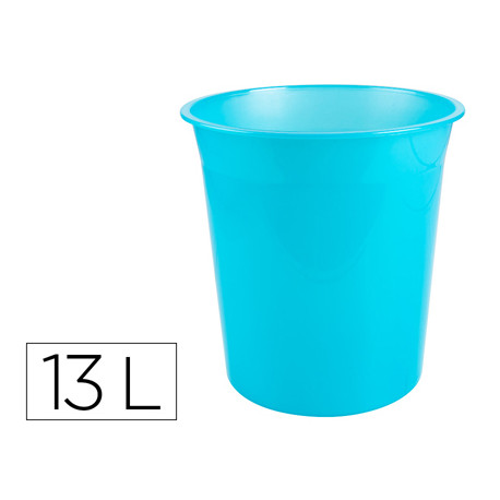 PAPELERA PLASTICO Q-CONNECT TURQUESA TRANSLUCIDO 13 LITROS 275X285 MM PAPELERA PLASTICO Q-CONNECT TURQUESA TRANSLUCIDO 13 LITROS 275X285 MM