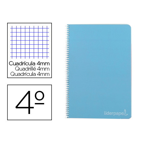 CUADERNO ESPIRAL LIDERPAPEL CUARTO WITTY TAPA DURA 80H 75GR CUADRO 4MM CON MARGEN COLOR CELESTE CUADERNO ESPIRAL LIDERPAPEL CUARTO WITTY TAPA DURA 80H 75GR CUADRO 4MM CON MARGEN COLOR CELESTE