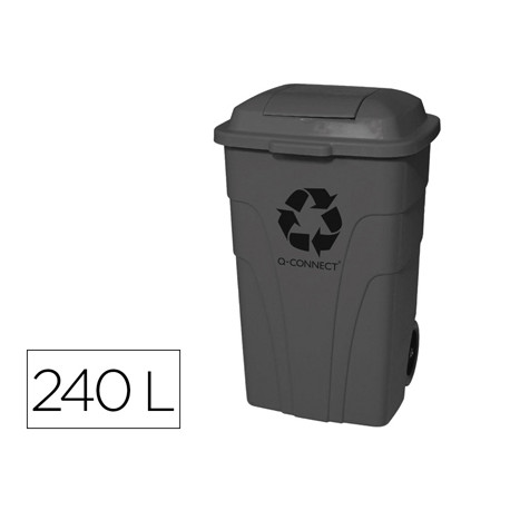 PAPELERA CONTENEDOR Q-CONNECT PLASTICO CON TAPADERA 240L COLOR GRIS 1040X610X610 MM CON RUEDAS PAPELERA CONTENEDOR Q-CONNECT PLASTICO CON TAPADERA 240L COLOR GRIS 1040X610X610 MM CON RUEDAS