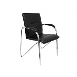 SILLA CONFIDENTE PYC ESTRUCTURA CROMADA CON BRAZOS SIMIL PIEL NEGRA 880X600X552 MM PACK DE 2 UNIDADE