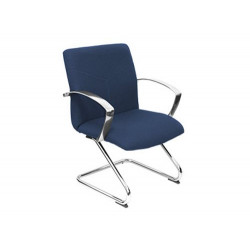 SILLA CONFIDENTE PYC ESTRUCTURA CROMADA CON BRAZOS TAPIZADA EN TELA AZUL MARINO 920X610X520 MM