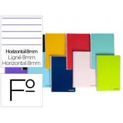 CUADERNO ESPIRAL LIDERPAPEL FOLIO SMART TAPA BLANDA 80H 60GR HORIZONTAL 8MM CON MARGEN COLORES SURTI