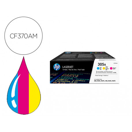 TONER HP 305A LASERJET PRO 300 / M351 / 400 / M451 / MFP M375 / MFP M475 PACK COLOR AMARILLO CIAN MA