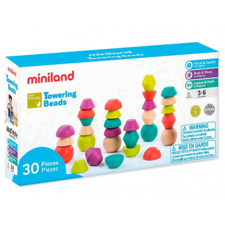 JUEGO MINILAND TOWERING BEADS PIEZAS DE MADERAS PARA TRABAJAR LA LOGICA JUEGO MINILAND TOWERING BEADS PIEZAS DE MADERAS PARA TRABAJAR LA LOGICA