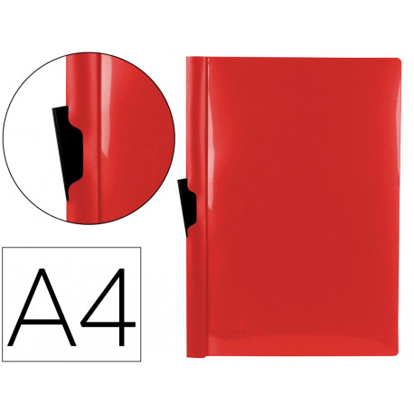 CARPETA LIDERPAPEL DOSSIER PINZA LATERAL POLIPROPILENO DIN A4 ROJO TRANSLUCIDO 60 HOJAS PINZA DESLIZ