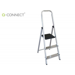 ESCALERA Q-CONNECT DE ALUMINIO 3 PELDAÑOS 590X400X1260 MM PESO MAXIMO 150 KG EN-131