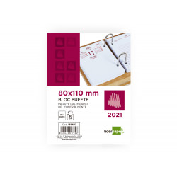 BLOC BUFETE LIDERPAPEL 80X110 MM 2021 PAPEL 80 GR TEXTO EN CASTELLANO