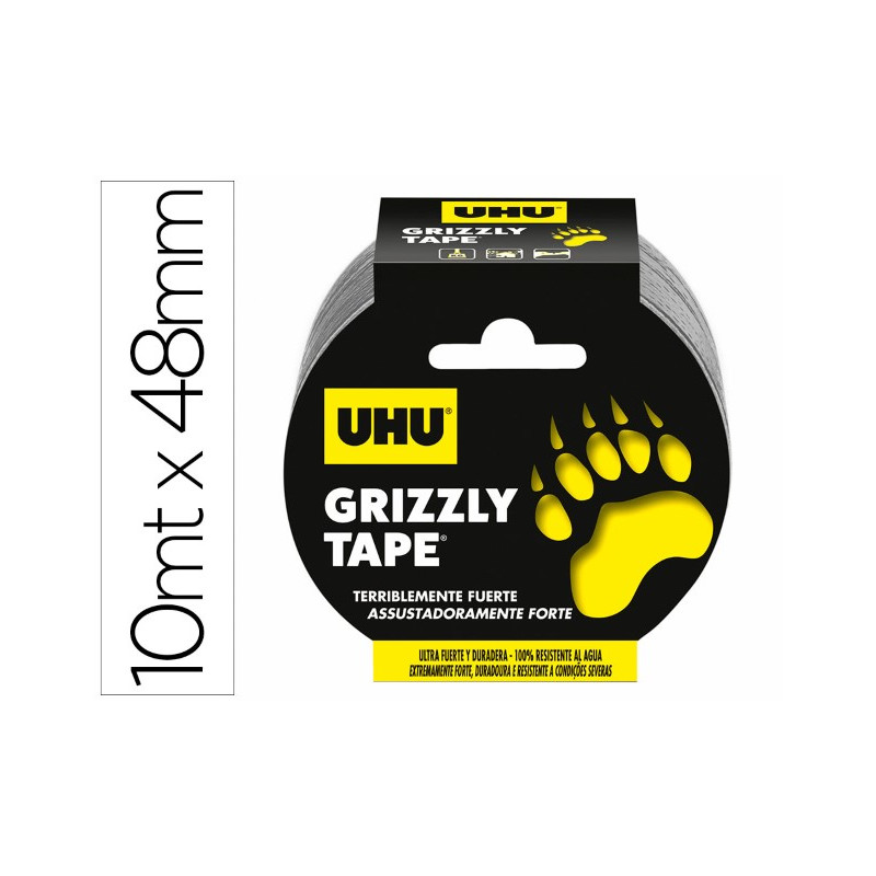 CINTA ADHESIVA UHU AMERICANA GRIZZLY TAPE ULTRAFUERTE COLOR PLATA 10 MT X 48 MM