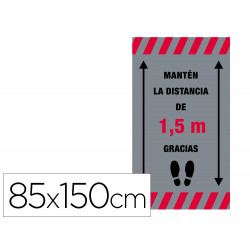 ALFOMBRA PARA SUELO DE PASO NOVUS MANTEN DISTANCIA DE 1,5 M GRACIAS FONDO GRIS 85X150 CM