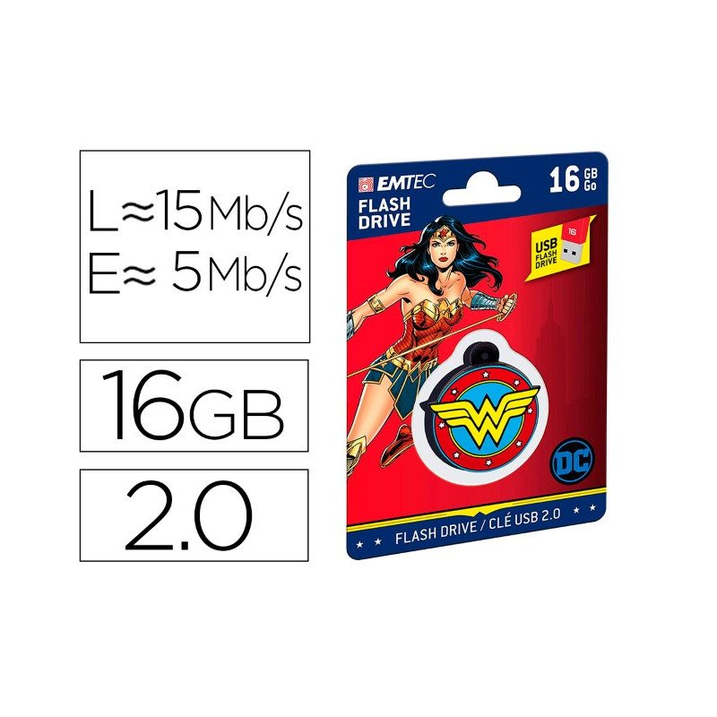 MEMORIA USB EMTEC FLASH 16 GB USB 2.0 COLLECTOR WONDER WOMAN