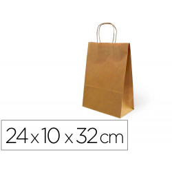 BOLSA KRAFT BASIKA NATURAL RECICLADO 90 GR ASA RETORCIDA TAMAÐO "S" 240X100X320 MM