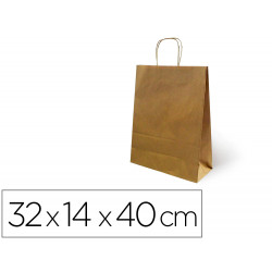 BOLSA KRAFT BASIKA NATURAL RECICLADO 90 GR ASA RETORCIDA TAMAÐO "L" 320X140X400 MM