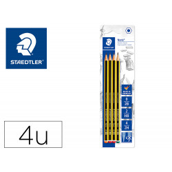 LAPICES DE GRAFITO STAEDTLER NORIS BLISTER DE 2 UNIDADES N 2 HB + 1 UNIDAD N 0 2B + 1 UNIDAD N 4 2H