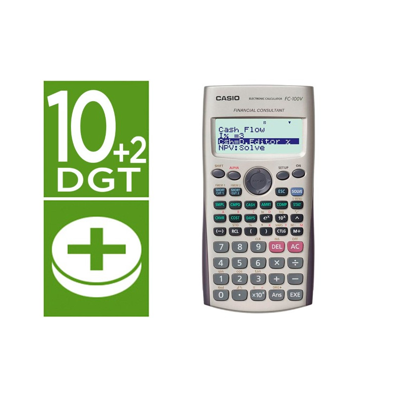 CALCULADORA CASIO FC-100V FINANCIERA 4 LINEAS 10+2 DIGITOS ALMACENAMIENTO FLASH CALCULO DE GANANCIAS