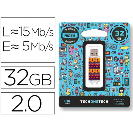 MEMORIA USB TECH ON TECH TRIBAL QUESTIONS 32 GB MEMORIA USB TECH ON TECH TRIBAL QUESTIONS 32 GB