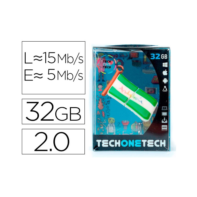 MEMORIA USB TECH ON TECH BANDERA ANDALUCIA 32 GB
