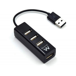 MINI-HUB EWENT 4 PUERTOS USB 2.0 NEGRO