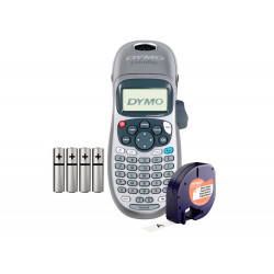 ROTULADORA DYMO LETRATAG LT-100H SILVER + CINTA PLASTICO BLANCO PERLA S0721610 + PILAS INCLUIDAS