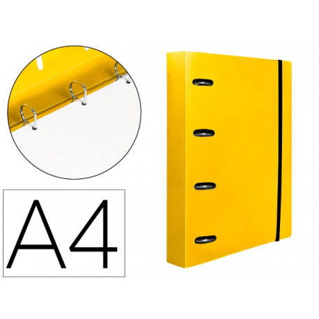 CARPETA CON RECAMBIO LIDERPAPEL A4 CUADRO 5MM 100 HOJAS 80G POLIPROPILENO 4 ANILLAS 25MM COLOR AMARI CARPETA CON RECAMBIO LIDERPAPEL A4 CUADRO 5MM 100 HOJAS 80G POLIPROPILENO 4 ANILLAS 25MM COLOR AMARI