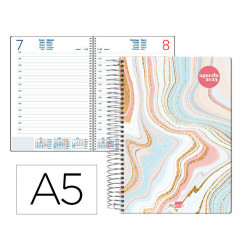 AGENDA ESPIRAL LIDERPAPEL SYROS 15X21 CM 2023 DIA PAGINA SIMPLE ESPIRAL COLOR ONDAS PAPEL 60GR