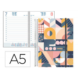 AGENDA ESPIRAL LIDERPAPEL TINOS A5 2023 DIA PAGINA PORTADA POLIPROPILENO PERSONALIZABLE PAPEL 70 GR