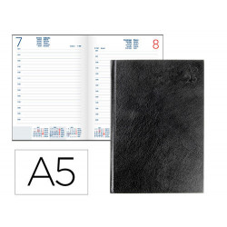 AGENDA ENCUADERNADA LIDERPAPEL CORFU 15X21 CM 2023 DIA PAGINA COLOR NEGRO PAPEL 60 GR