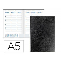 AGENDA ENCUADERNADA LIDERPAPEL CORFU A5 2023 SEMANA VISTA COLOR NEGRO PAPEL 60 GR