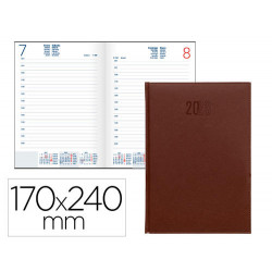 AGENDA ENCUADERNADA LIDERPAPEL CRETA 17X24 CM 2023 DIA PAGINA COLOR BURDEOS PAPEL 70 GR