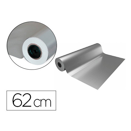 PAPEL DE REGALO BASIKA METALIZADO PLATA BOBINA 62 CM