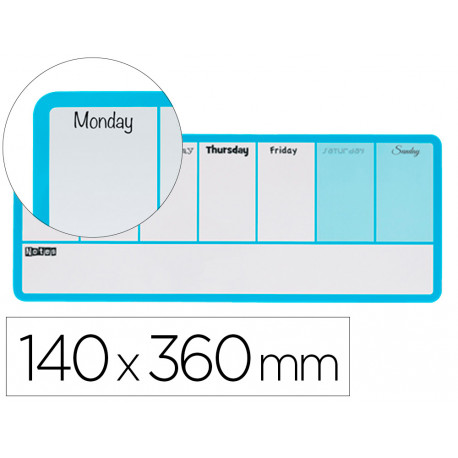 PLANIFICADOR SEMANAL NOBO MAGNETICO COLOR AZUL 140X360 MM