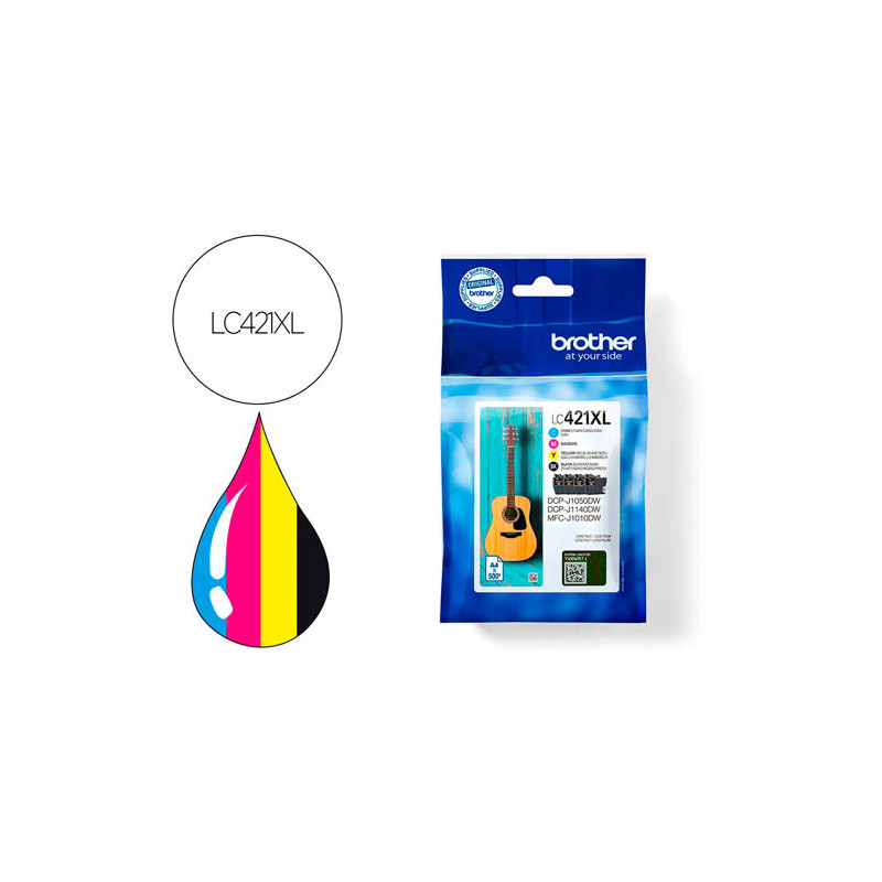 INK-JET BROTHER LC421XLVAL DCP-J1050DW / DCP-J1140DW / MFC-J10 PACK 4 COLORES 500 PAGINAS