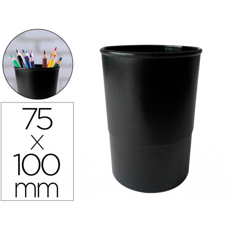 CUBILETE PORTALAPICES LIDERPAPEL ECOUSE 100% PLASTICO RECICLADO DIAMETRO 75 MM COLOR NEGRO CUBILETE PORTALAPICES LIDERPAPEL ECOUSE 100% PLASTICO RECICLADO DIAMETRO 75 MM COLOR NEGRO