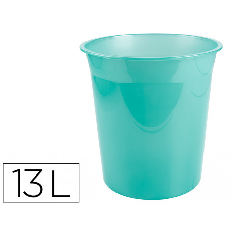 PAPELERA PLASTICO LIDERPAPEL MENTA TRANSLUCIDO 13 LITROS 275X285 MM MM PAPELERA PLASTICO LIDERPAPEL MENTA TRANSLUCIDO 13 LITROS 275X285 MM MM